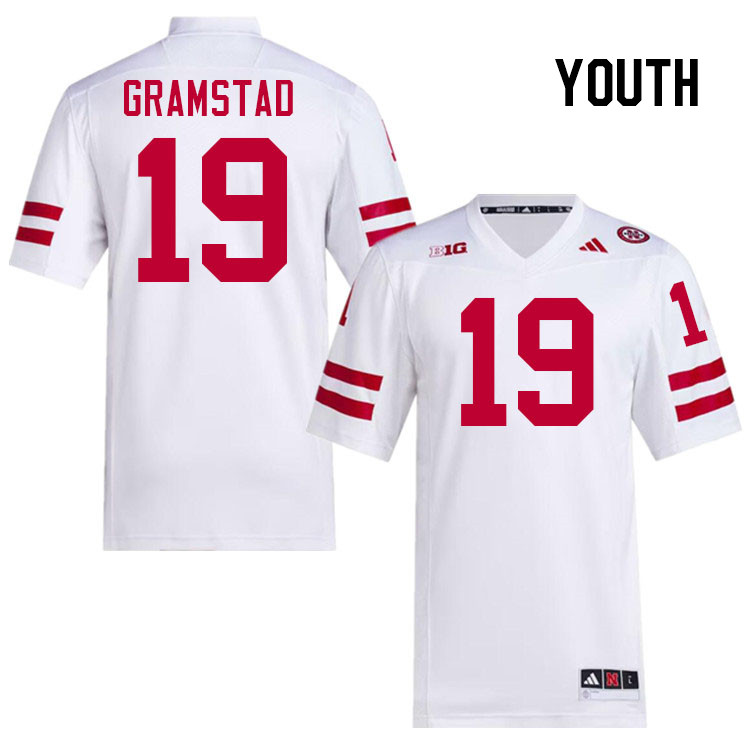 Youth #19 Jalyn Gramstad Nebraska Cornhuskers College Football Jerseys Stitched Sale-White